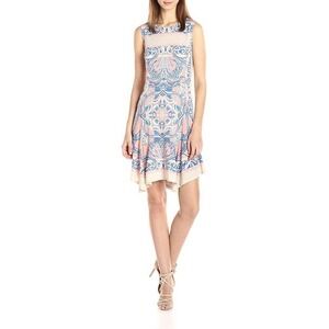 BCBGMaxAzria Womens Mercey Paisley Sleeveless Dress Size XS Pink Blue Stretch